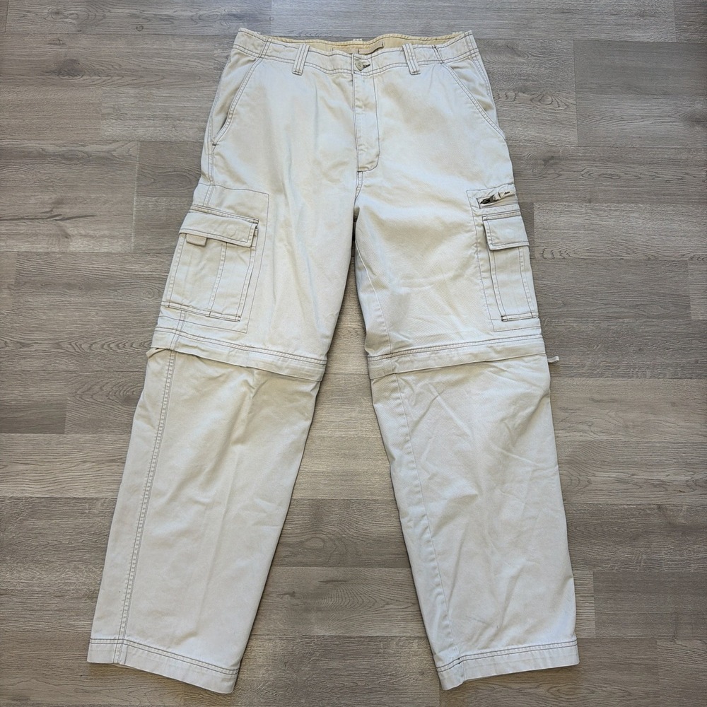Old Navy Cargo Pants Convertible Zip Off Khaki Mens 34x32 Hiking Utility